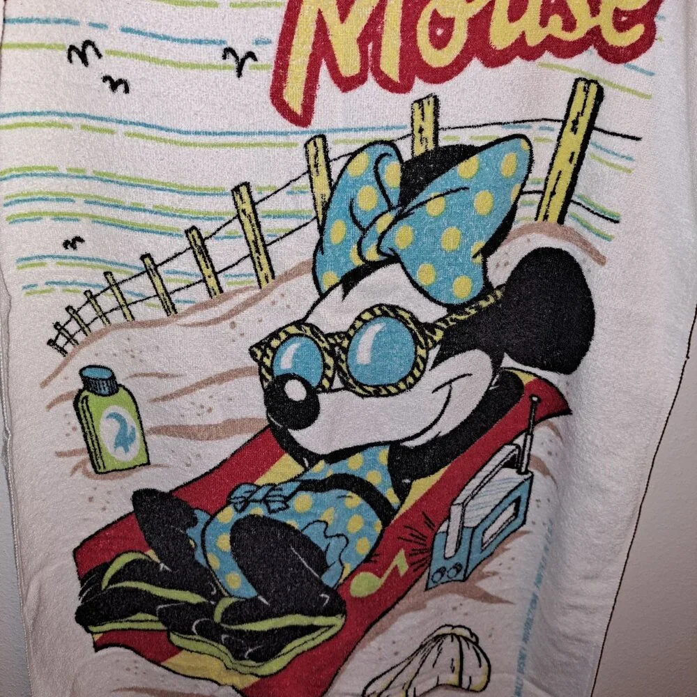 Vintage Minnie Mouse Franco Walt Disney Productions USA Printed Beach Towel